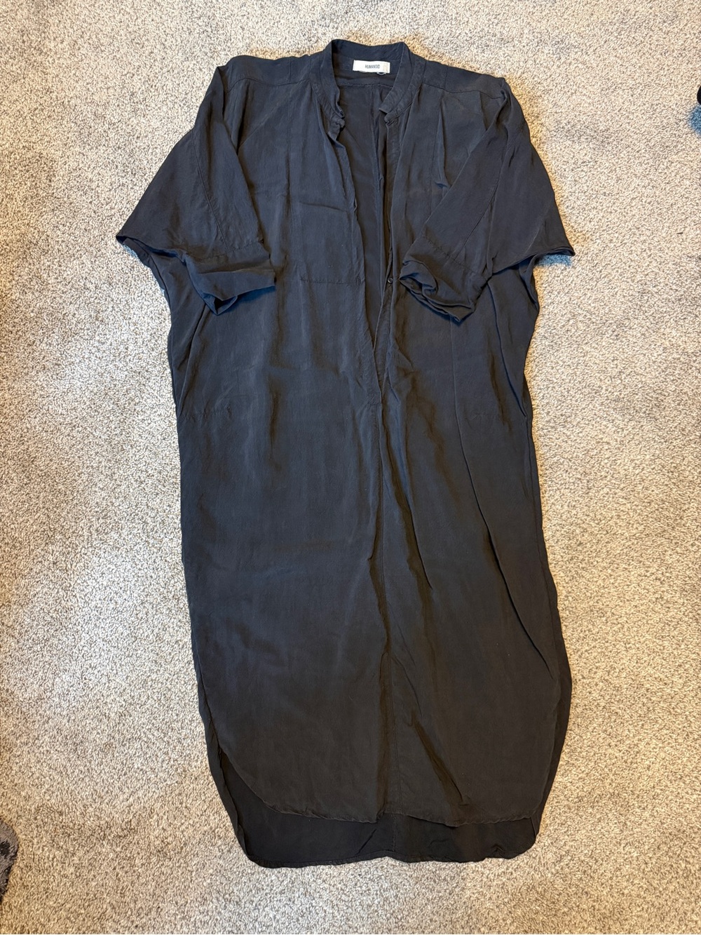 Humanoid Womens Black Casual Button-Down short sleeve Shirtdress